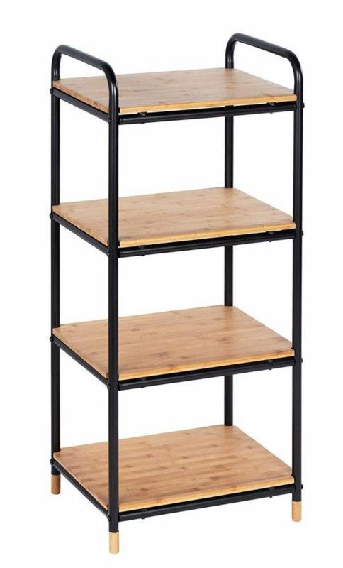 Regał łazienkowy Wenko Loft brązowy/czarny bambus/metal 4 półki 1 szt.