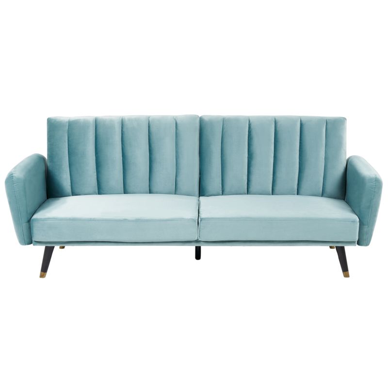 Sofa rozkładana dla 3 osób Vimmerby Welur Błękitny 1 szt.