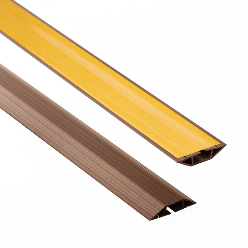 Listwa kablowa maskująca samoprzylepna PCV 60 mm QUEST, maskownica kabli, 3 kanały, trapezowa - 200 cm, brąz, 1 szt.