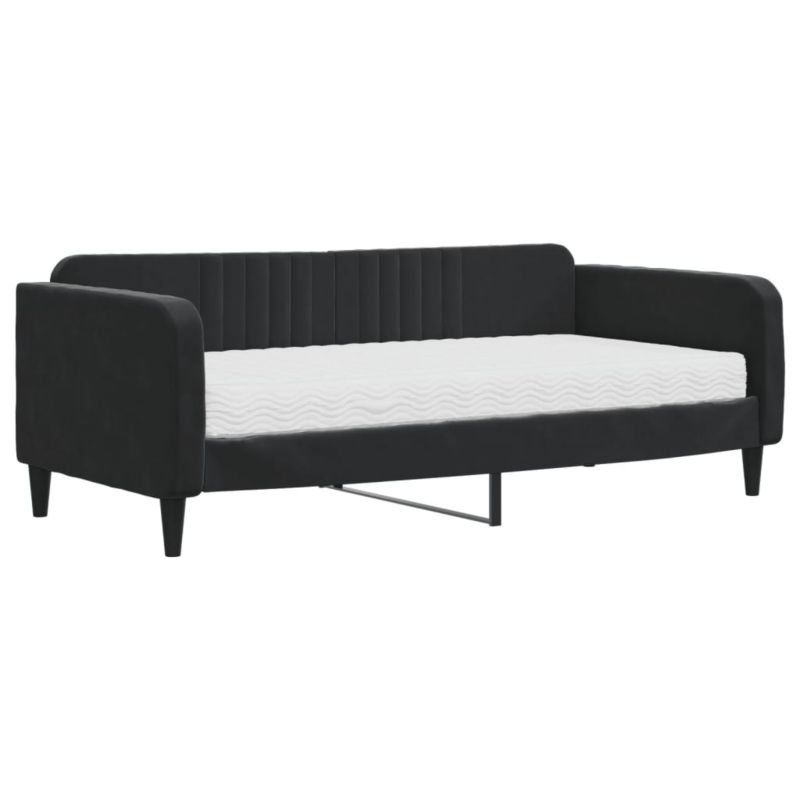 Sofa rozkładana WaszeMeble 90x190 cm Czarny aksamit WM-3197054 1 szt.