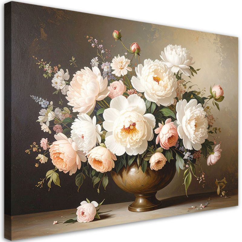 Obraz do salonu sypialni biura kuchni Feeby Piwonie w wazonie bukiet 120x80cm 1szt