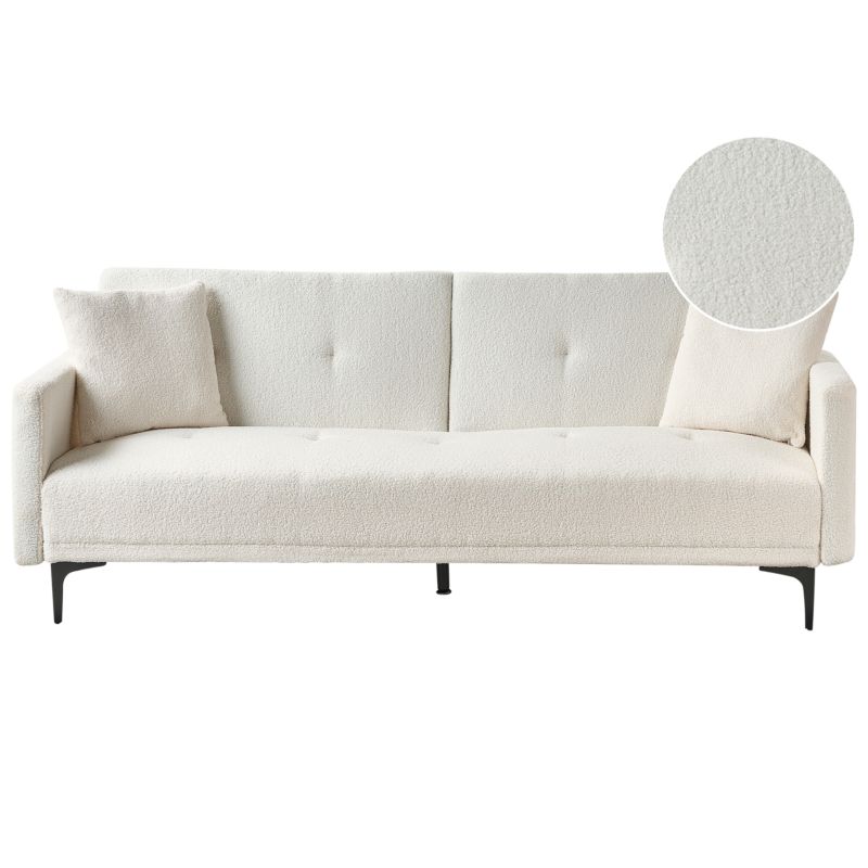 Sofa rozkładana dla 3 osób Lucan Boucle Złamana biel 1 szt.