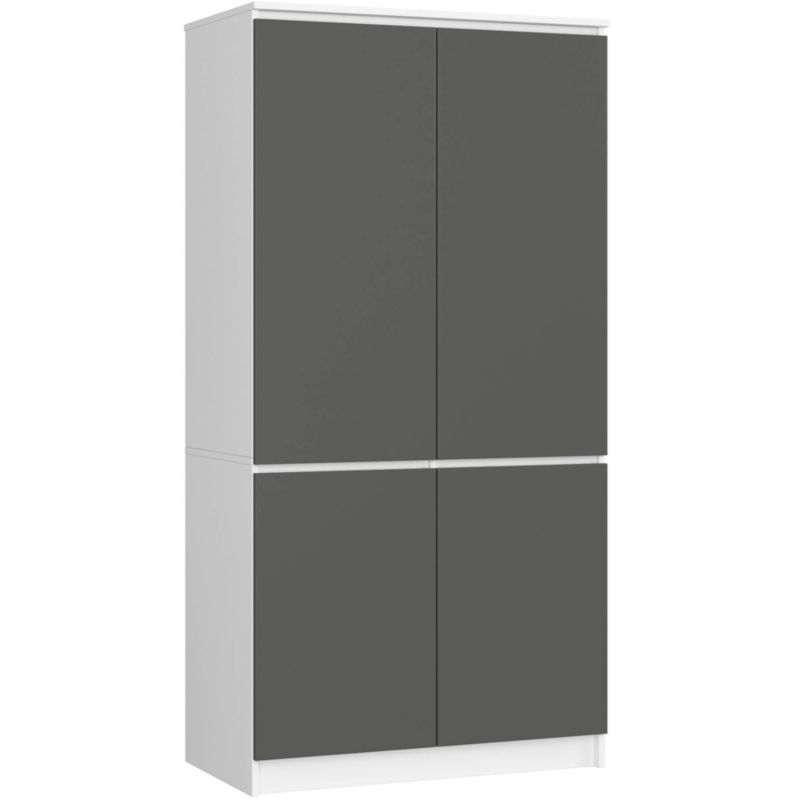 Szafa Akord S90 4 drzwi Biała, Grafit Szary 90x51x180 cm 1 szt.