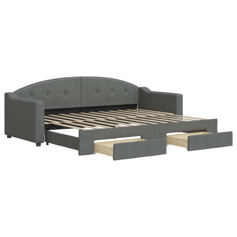 Sofa rozkładana WaszeMeble 80x200 cm Ciemnoszary tkanina z szufladami WM-3197562 1 szt.