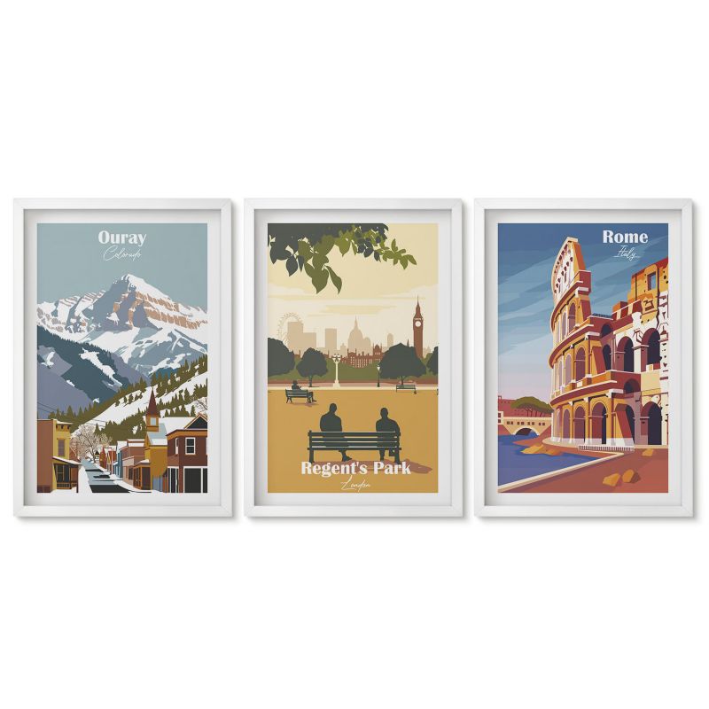 Obrazy w białej ramie Tulup 40x60 cm Góry Ouray Londyn Koloseum Obrazy do kuchni w ramie 1 kpl