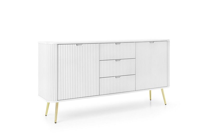 Komoda Seda INTESI komoda biała z szufladami na złotych nogach 168 cm nowoczesna glamour 1 szt.