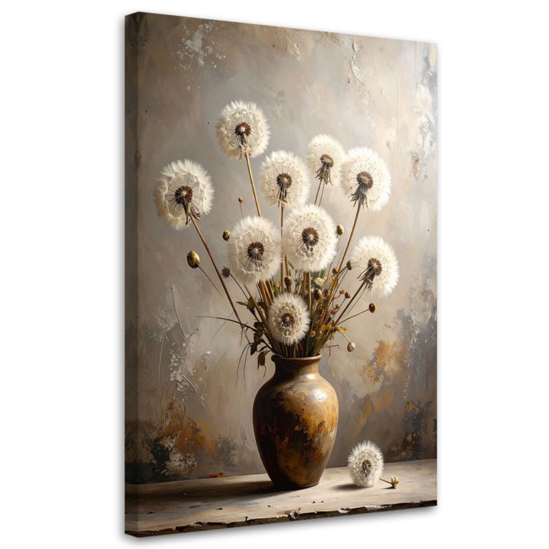 Obraz do salonu biura kuchni Feeby Dmuchawce bukiet w wazonie w beżu 70x100cm 1szt
