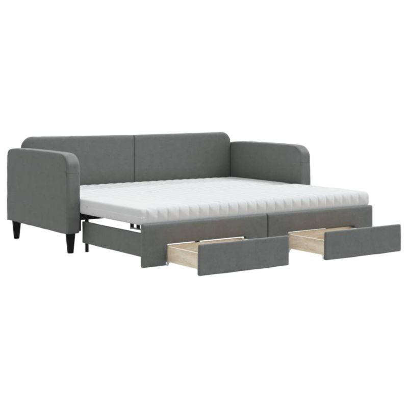 Sofa rozkładana WaszeMeble 90x190 cm Ciemnoszary tkanina z szufladami WM-3196881 1 szt.