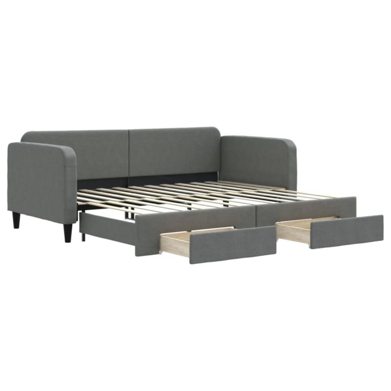 Sofa rozkładana WaszeMeble 90x200 cm Ciemnoszary tkanina z szufladami WM-3196853 1 szt.