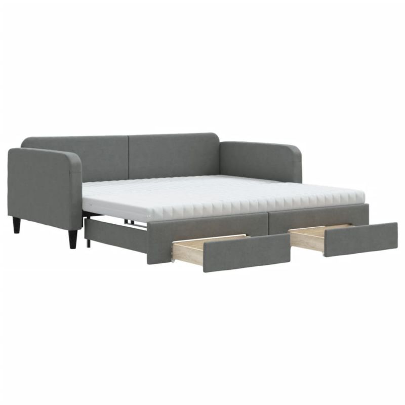 Sofa rozkładana WaszeMeble 100x200 cm Ciemnoszary tkanina z szufladami WM-3196876 1 szt.