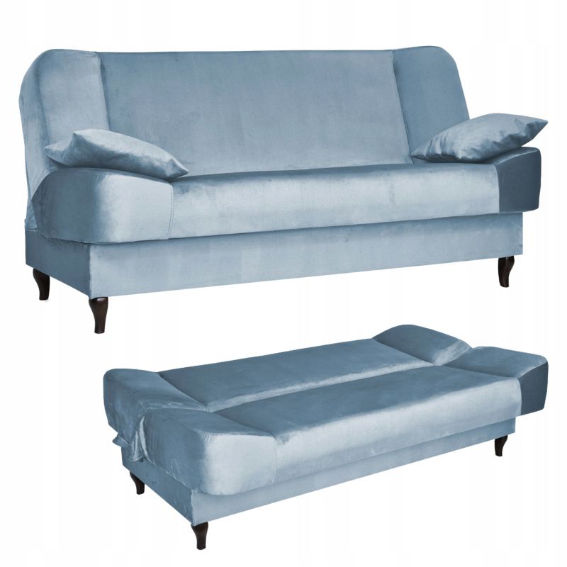 Sofa do salonu rozkładana z poduszkami Family Meble Sara niebieska 1szt