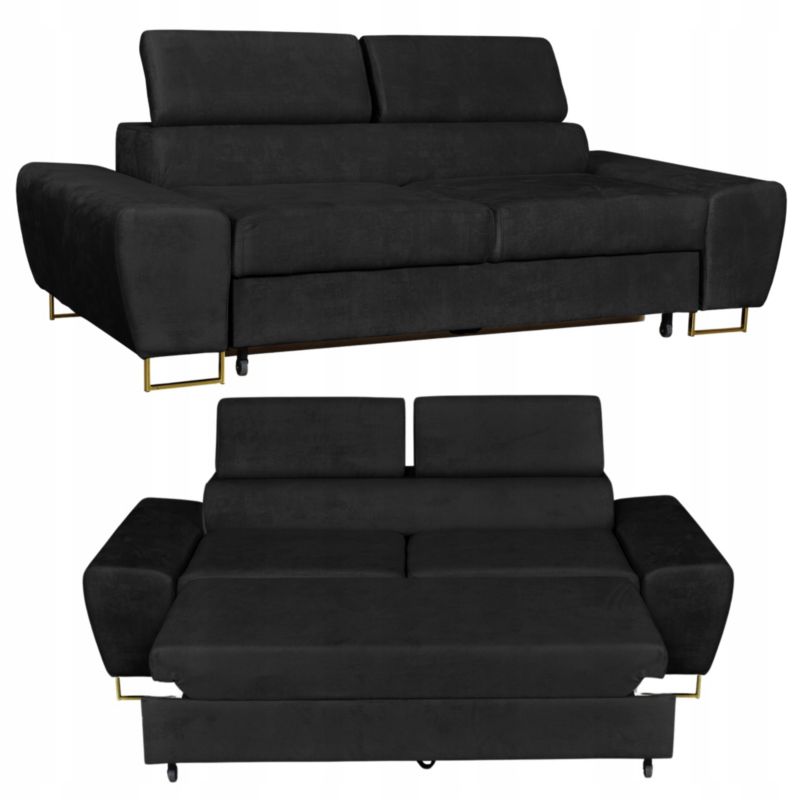 Sofa FamilyMeble Kanapa Do Salonu Rozkładana Bosso Czarna 1 szt.