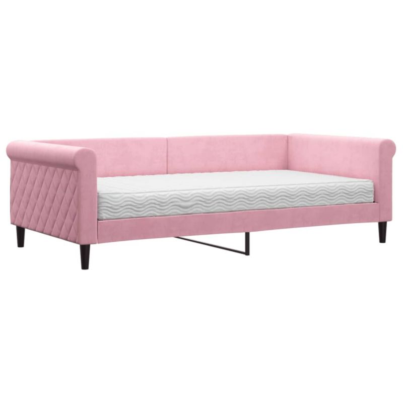 Sofa rozkładana WaszeMeble 100x200 cm Różowy aksamit WM-3197757 1 szt.