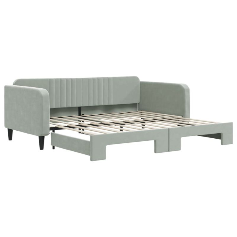 Sofa rozkładana WaszeMeble 100x200 cm Jasnoszary aksamit WM-3197070 1 szt.
