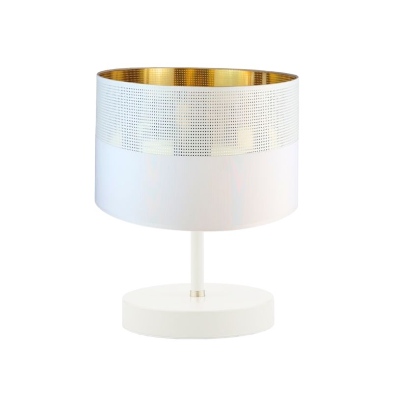 Lampka Nocna Volta Light Factory Picolo Abażur biały /biały ze złotem Walec 1xE27 1szt.