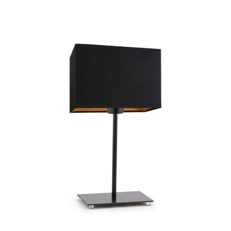 Lampka Nocna Volta Light Factory Moto Abażur Czarny ze złotem Prostokąt 1xE27 1szt.