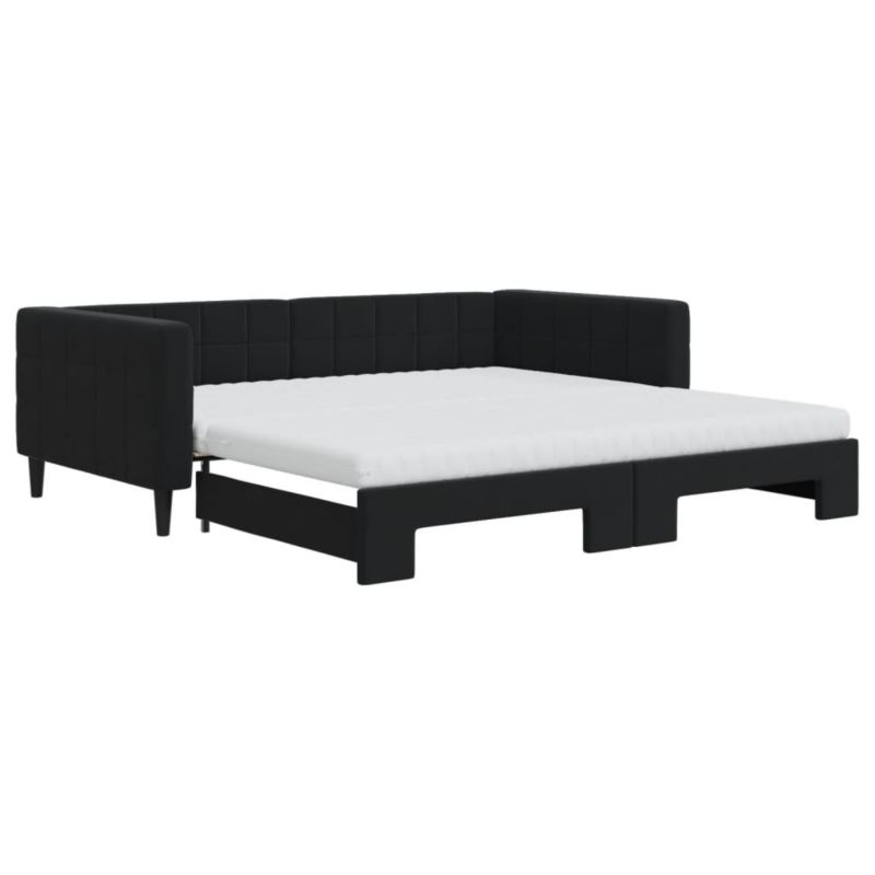 Sofa rozkładana WaszeMeble 100x200 cm Czarny aksamit WM-3196726 1 szt.