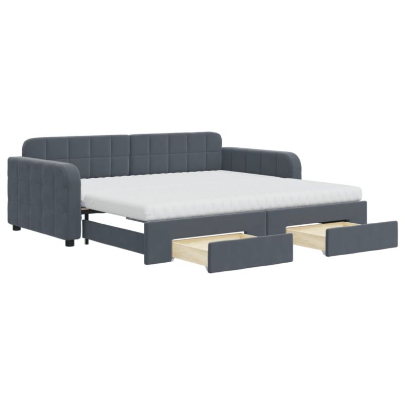 Sofa rozkładana WaszeMeble 90x190 cm Ciemnoszary aksamit z szufladami WM-3197015 1 szt.