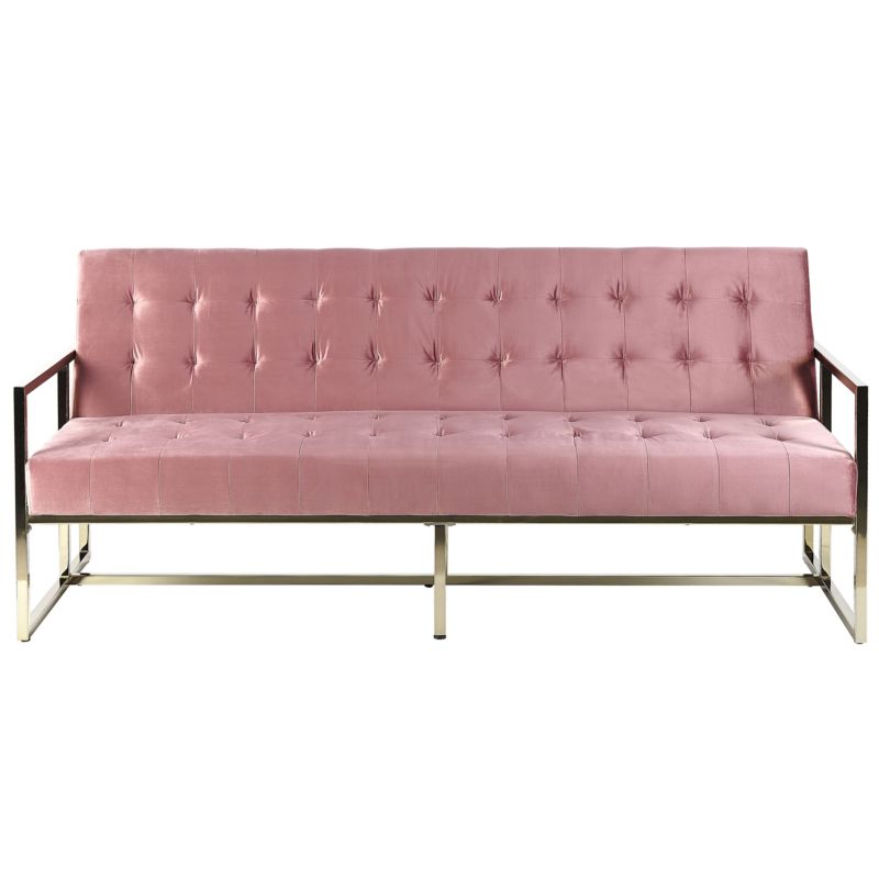 Sofa rozkładana dla 3 osób Marstal Welur Różowy 1 szt.