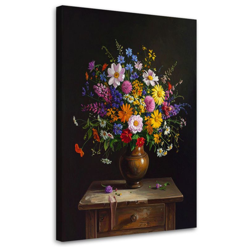 Obraz do salonu sypialni biura kuchni Feeby Kolorowy bukiet kwiatów w wazonie 60x90cm 1szt