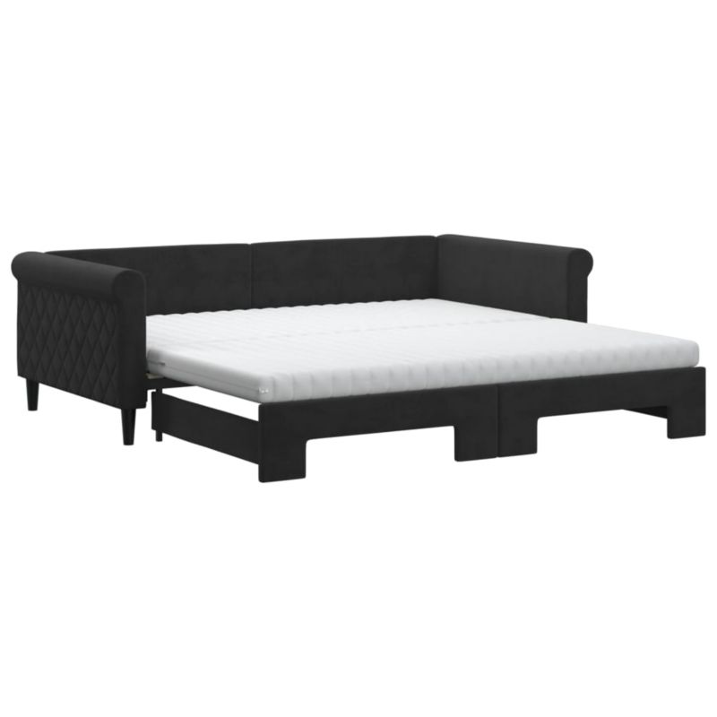 Sofa rozkładana WaszeMeble 100x200 cm Czarny aksamit WM-3197806 1 szt.