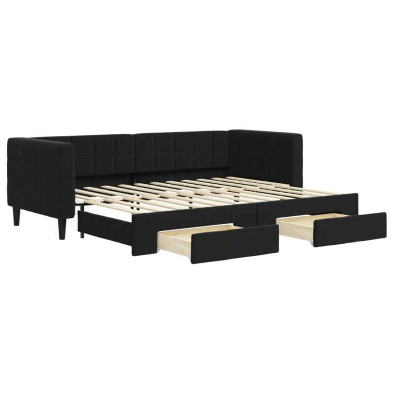 Sofa rozkładana WaszeMeble 80x200 cm Czarny aksamit z szufladami WM-3196736 1 szt.