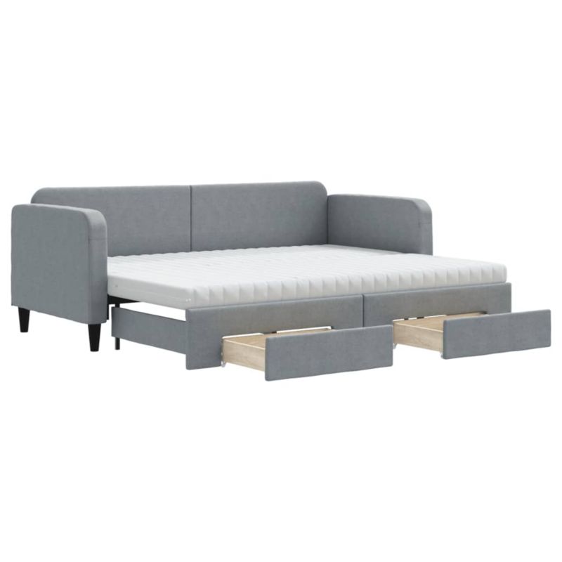 Sofa rozkładana WaszeMeble 80x200 cm Jasnoszary tkanina z szufladami WM-3196865 1 szt.