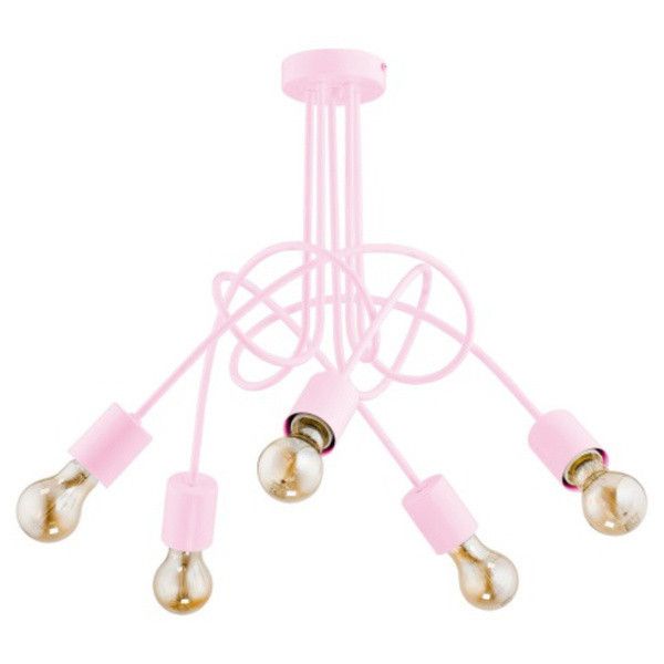 Lampa sufitowa wisząca Alfa Tango 4951 różowa dziecięca 5xE27 x 15W 1 szt.