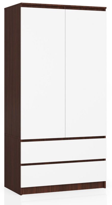 Szafa Akord S90 Wenge 90 cm 2 drzwi 2 szuflady kolor Biały mat 4 półki 90x51x180 cm 1 szt.