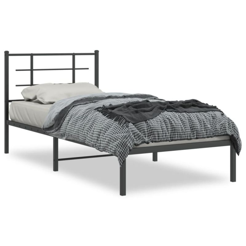 Łóżko metalowe WaszeMeble 90x200 cm z wezgłowiem czarne 1 szt.