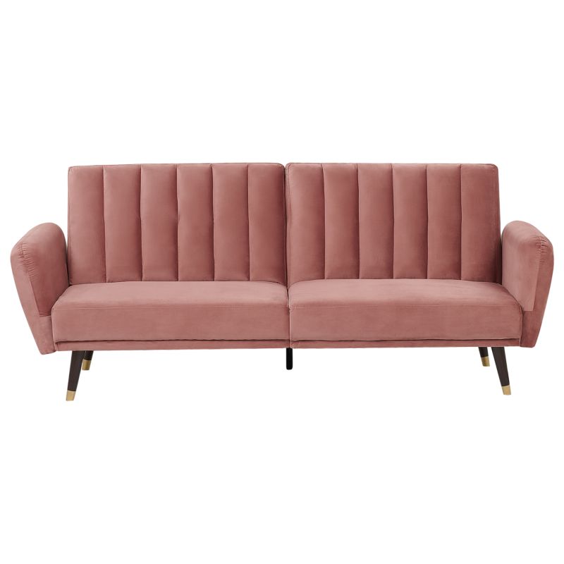 Sofa rozkładana dla 3 osób Vimmerby Welur Różowy 1 szt.