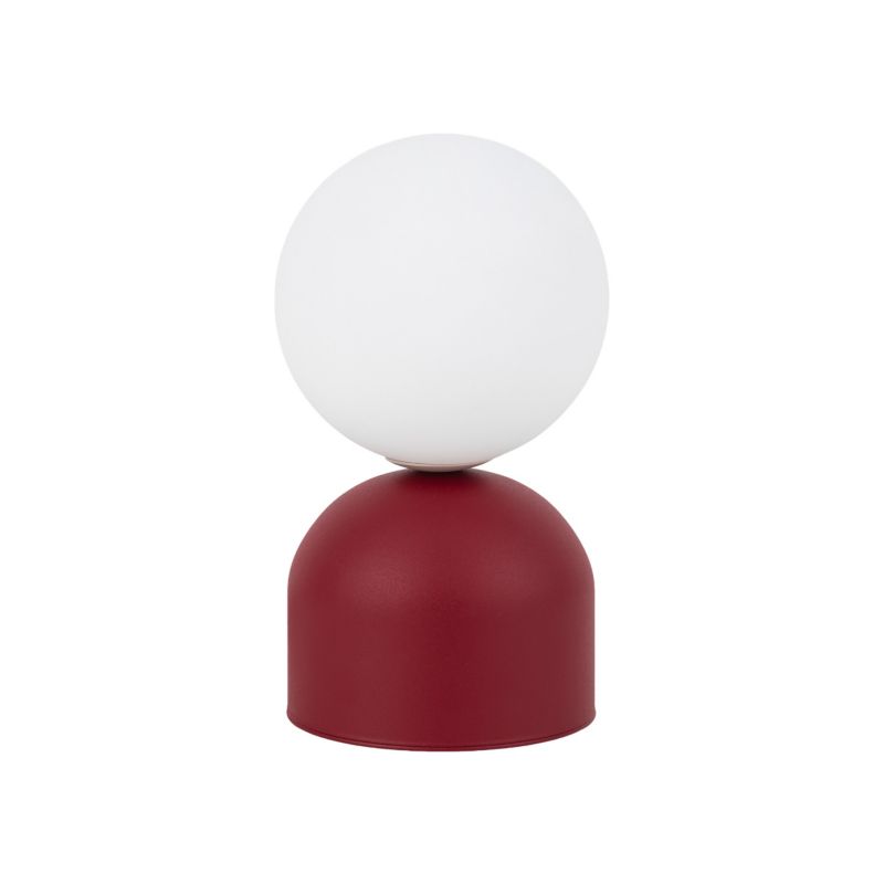 Lampka nocna Tk Lighting Miki Burgund bordowa podstawa klosz biała kula 1Xg9 - 1szt.
