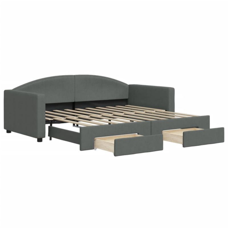 Sofa rozkładana WaszeMeble 90x190 cm Ciemnoszary tkanina z szufladami WM-3197235 1 szt.
