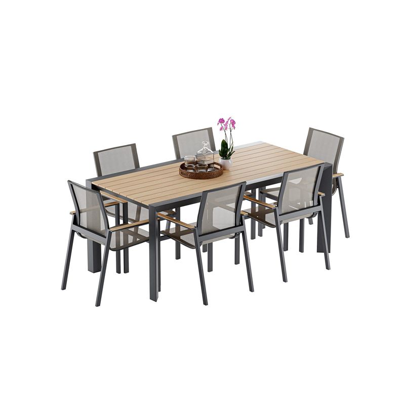 Zestaw jadalniany ogrodowy BELLANTI Verona Luna 6-osobowy Dark Grey - aluminiowy stół z blatem teak i krzesłami 1 szt.