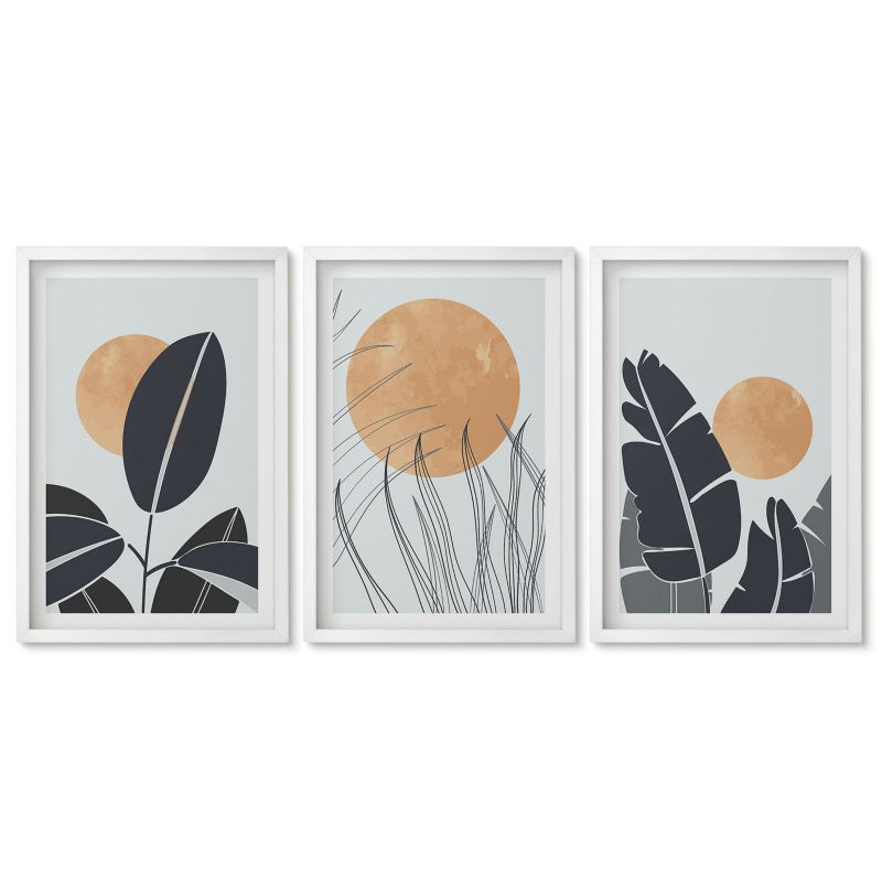 Zestaw 3 obrazów w białych ramach Tulup 40x60 cm Roślinne wzory Obrazy do kuchni w ramie 1 kpl