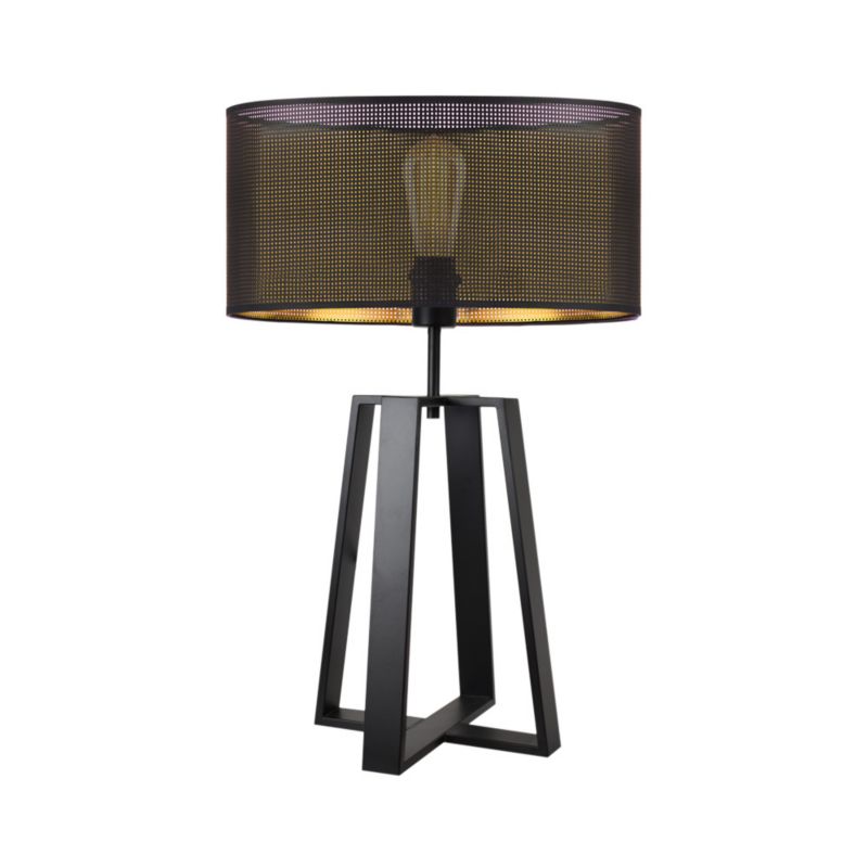 Lampka Nocna Volta Light Factory Wenis Abażur Czarny/ Czarny ze złotem 1xE27 1szt.