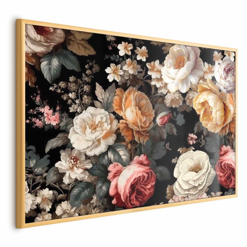 Plakat Artgeist Kolorowe kwiaty 90x60 cm z ramą złotą 1 szt