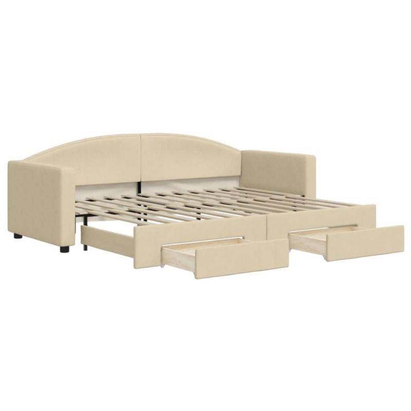 Sofa rozkładana WaszeMeble 80x200 cm Kremowy tkanina z szufladami WM-3197223 1 szt.