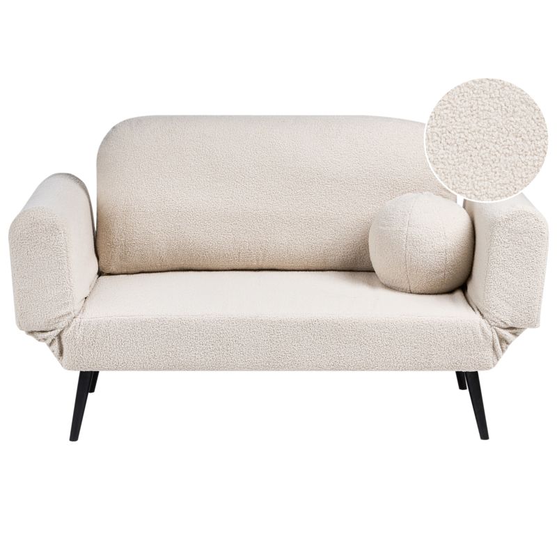 Sofa rozkładana dla 2 osób Dorotea Boucle Złamana biel 1 kpl