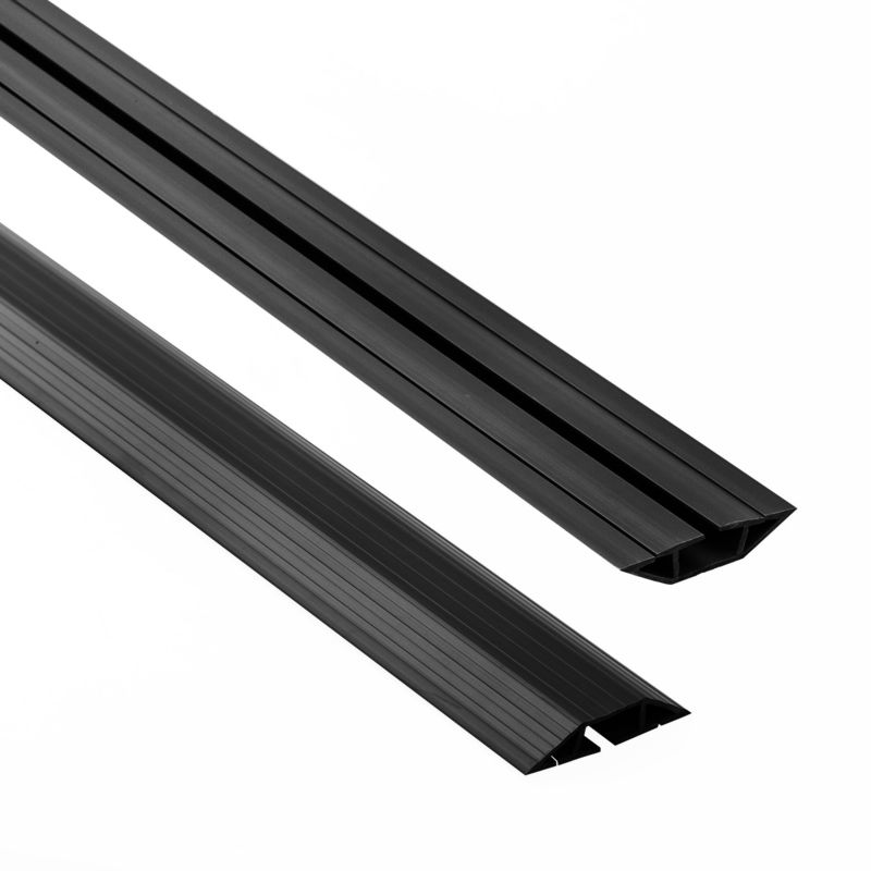 Listwa kablowa maskująca PCV 80mm QUEST, maskownica kabli, 3 kanały, trapezowa - 200 cm, czarny, 1 szt.