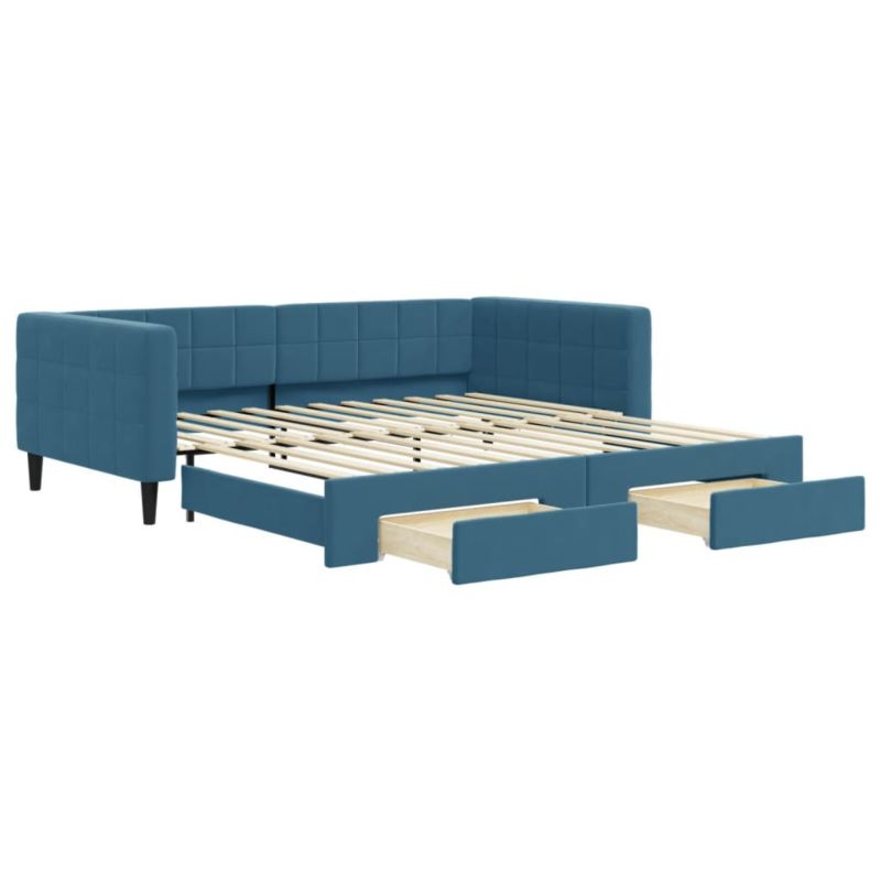 Sofa rozkładana WaszeMeble 100x200 cm Niebieski aksamit z szufladami WM-3196745 1 szt.
