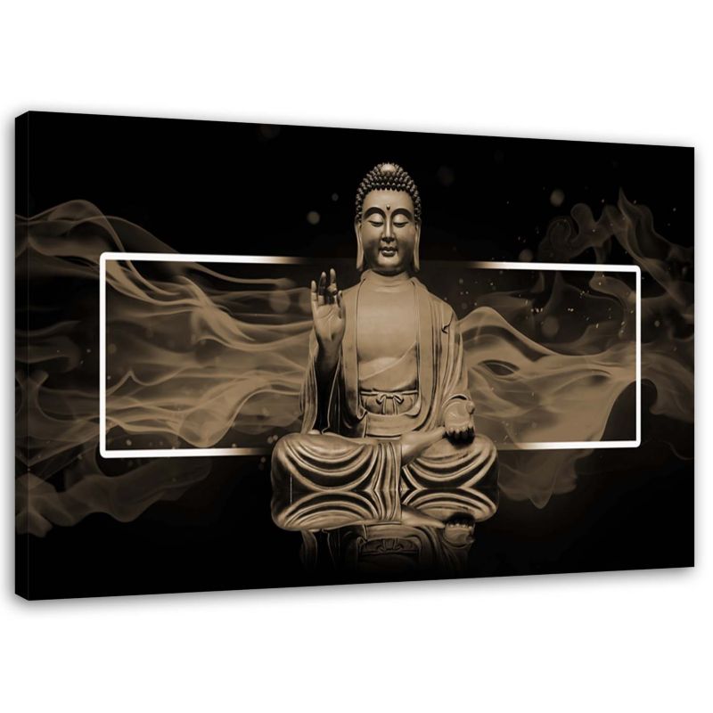 Obraz na płótnie Feeby Figura medytującego Buddy - beżowy 120x80cm 1szt