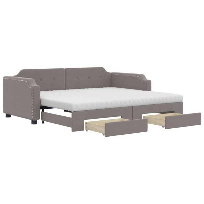 Sofa rozkładana WaszeMeble 100x200 cm Taupe tkanina z szufladami WM-3197696 1 szt.