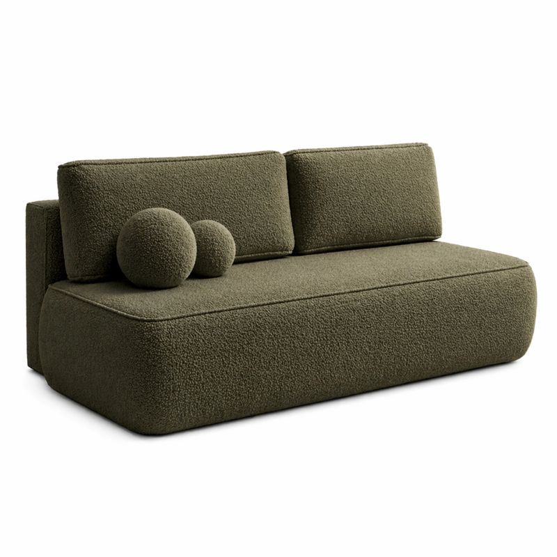 Sofa Mebel Elite ARVETO Rozkładana Kanapa z Funkcją Spania Dwuosobowa Boucle Oliwkowa 1 szt