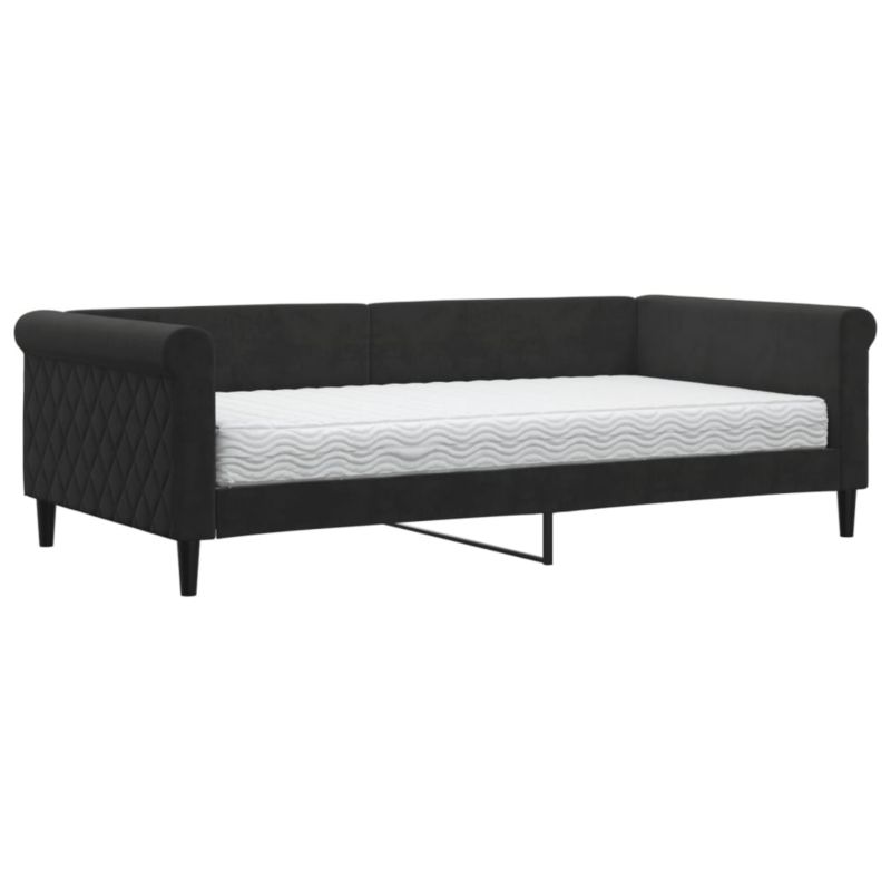Sofa rozkładana WaszeMeble 100x200 cm Czarny aksamit WM-3197758 1 szt.