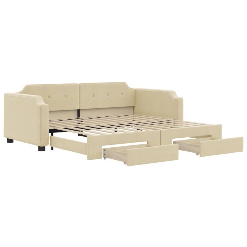 Sofa rozkładana WaszeMeble 100x200 cm Kremowy tkanina z szufladami WM-3197679 1 szt.