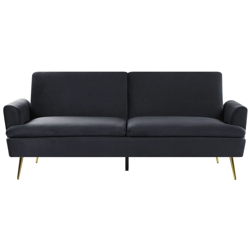 Sofa rozkładana dla 3 osób Vettre Welur Czarny 1 szt.
