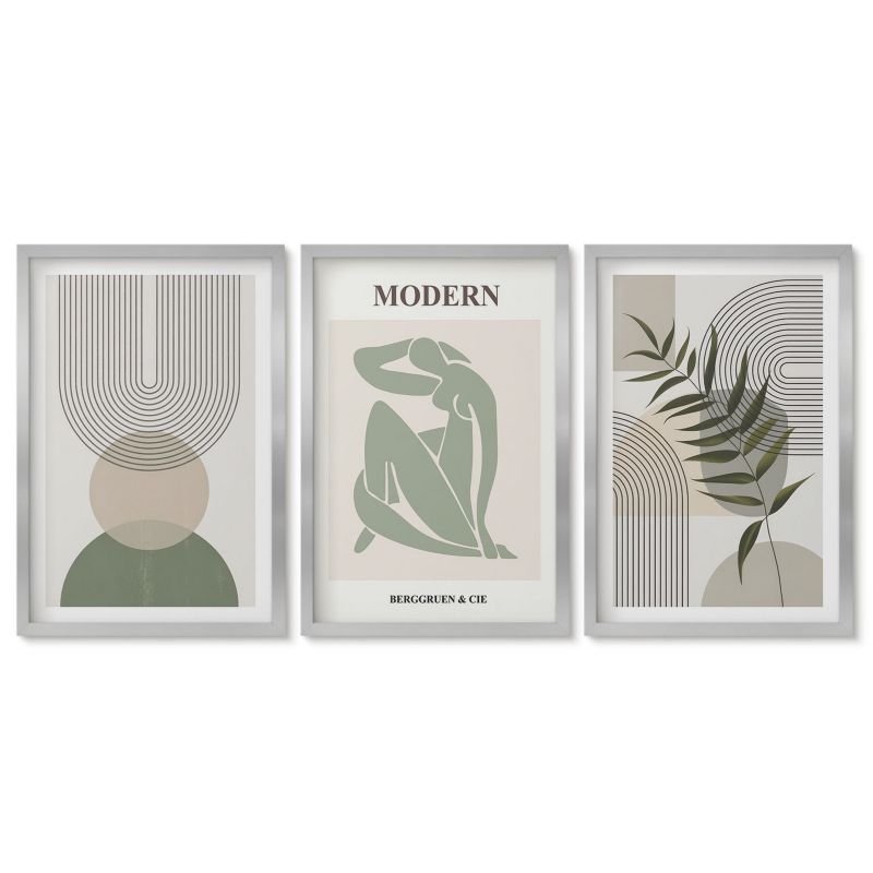 Komplet obrazów srebrna rama Tulup 40x60 cm Stylowe grafiki roślinne Obrazy do kuchni w ramie 1 kpl