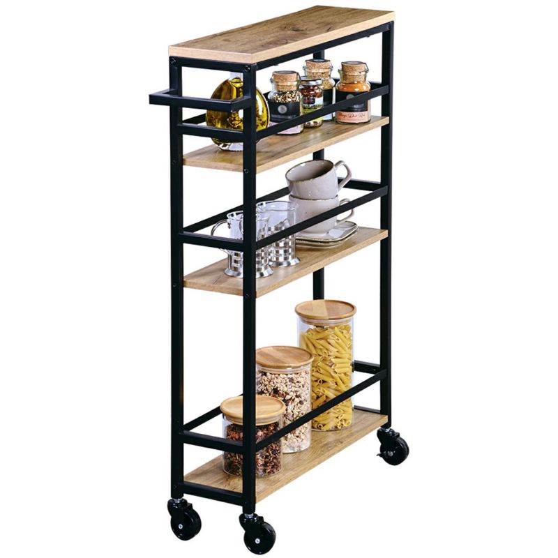 Mobilny wąski regał kuchenny 4 półki Kesper czarny 81 x 15 cm 1 szt.
