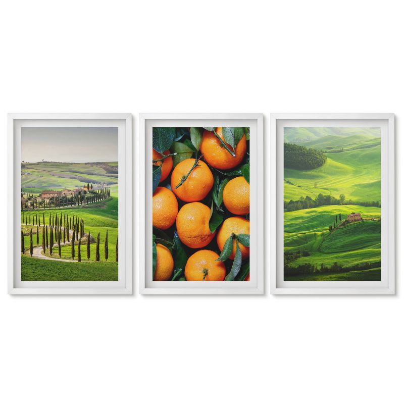 Obrazy w białej ramie Tulup 40x60 cm Krajobraz wsi Włochy pomarańcze Obrazy do kuchni w ramie 1 kpl